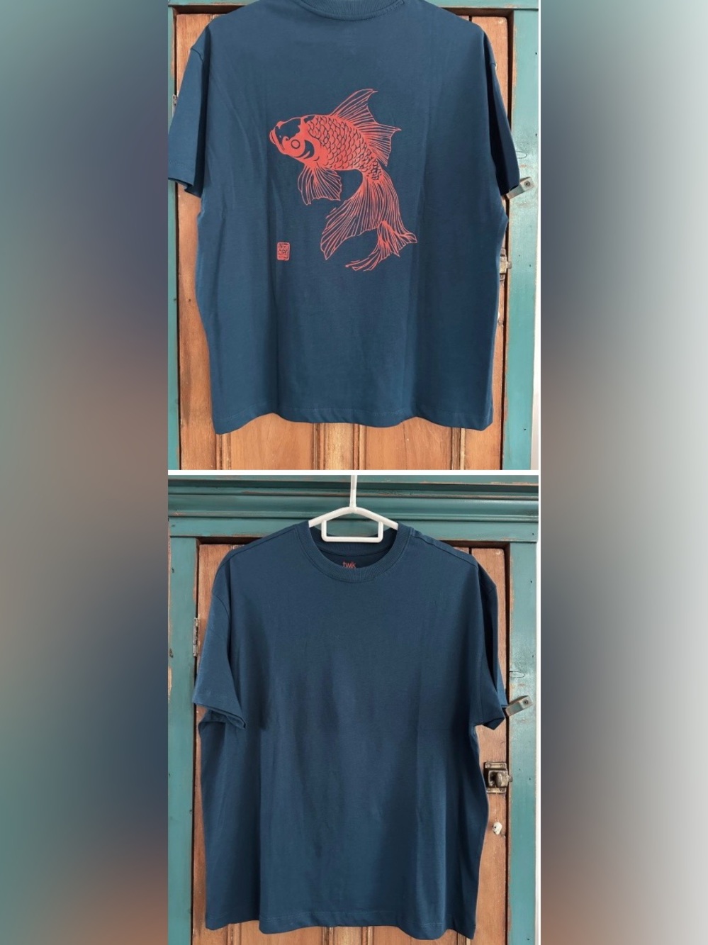 TWIK - Unisex Navy T-Shirt w/ Red Koi Graphic
